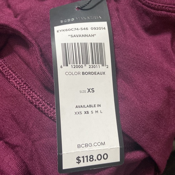 BCBGMAXAZRIA Savannah Cut Out Dress NWT $118 sz XS Bordeaux - Picture 5 of 12